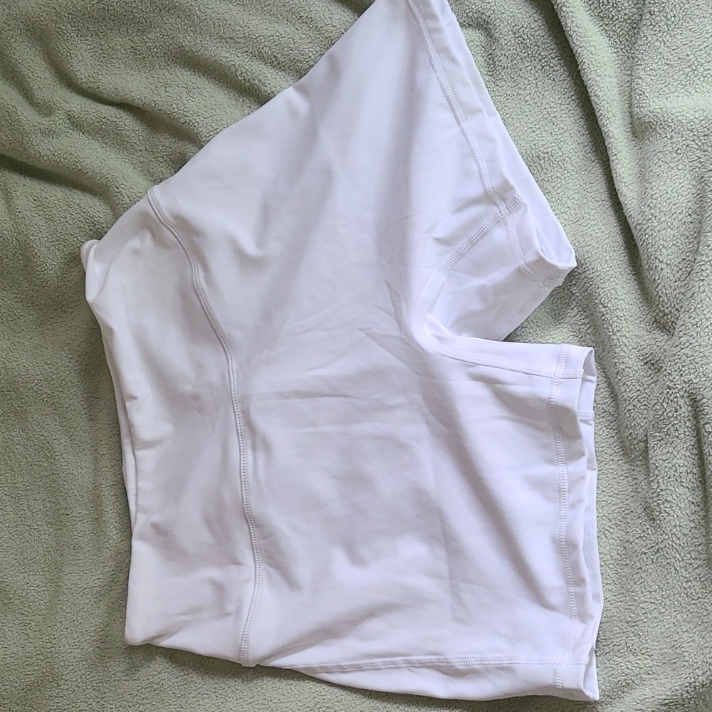 White alphalete spandex shorts